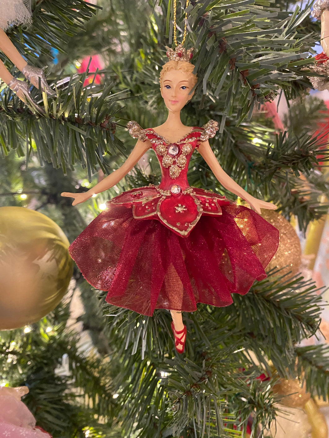 Blonde Regal Red Ballerina Ornaments