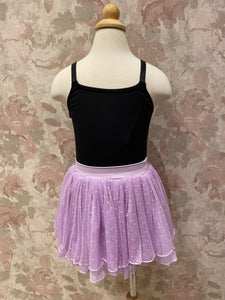 Girls Lavender Polka Dot Mesh Skirt