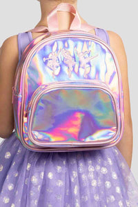 Girls Pink Iridescent Ballerina Backpack