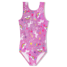 Load image into Gallery viewer, Girls Unicorn Shimmer Lavender Gymnastics Leotard
