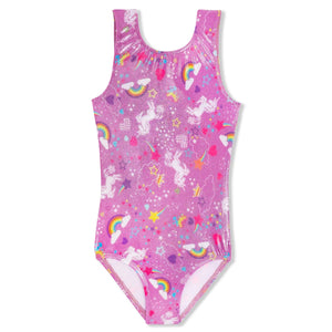 Girls Unicorn Shimmer Lavender Gymnastics Leotard