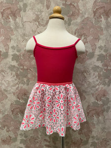 Girls Pink/White Daisy Pull on Skirt