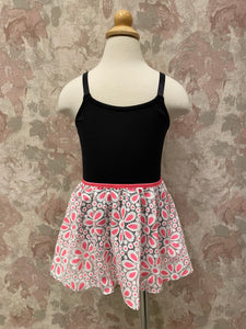 Girls Pink/White Daisy Pull on Skirt