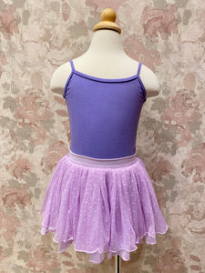 Girls Lavender Polka Dot Mesh Skirt