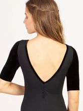 Load image into Gallery viewer, Jewelry Box Bateau Neck Half Sleeve Black Leotard
