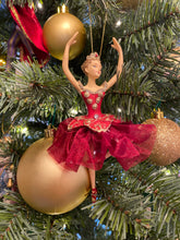 Load image into Gallery viewer, Brunette Regal Red Ballerina Ornament
