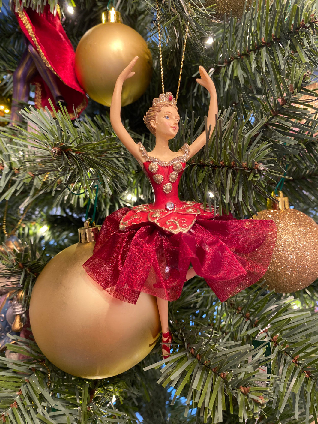 Brunette Regal Red Ballerina Ornament