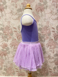 Girls Lavender Polka Dot Mesh Skirt