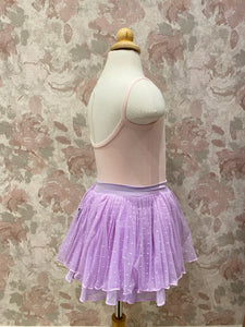 Girls Lavender Polka Dot Mesh Skirt