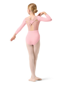 Girls Dara Candy Pink 3/4 Sleeve Leotard