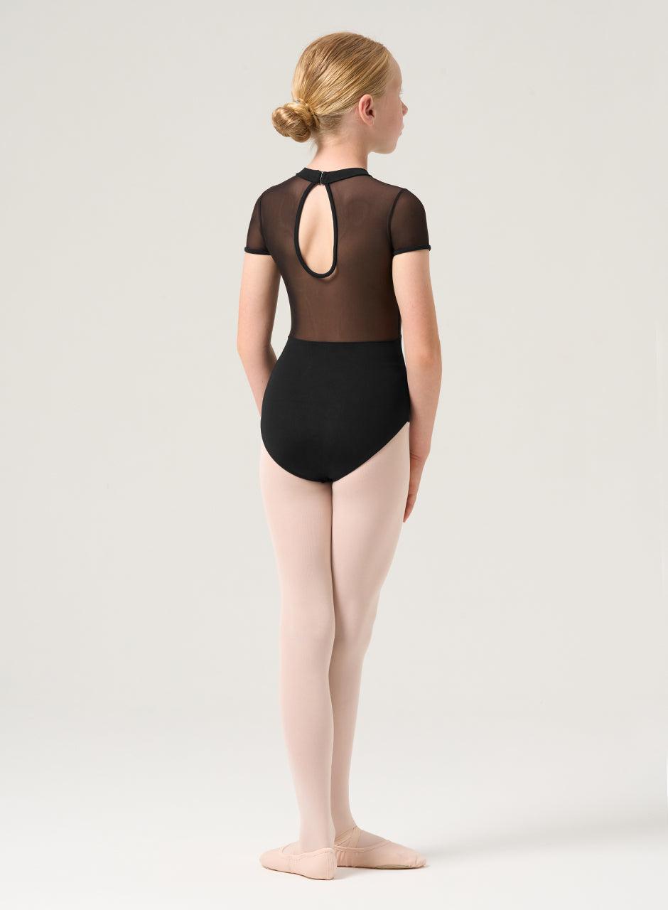 Girls Esmey Black Cap Sleeve Leotard