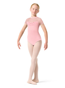 Girls Esmey Candy Pink Cap Sleeve Leotard