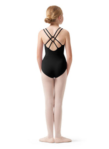 Girls Sadie Black Cross Back Camisole Leotard