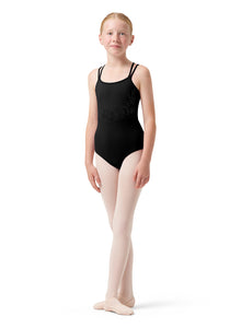 Girls Sadie Black Cross Back Camisole Leotard