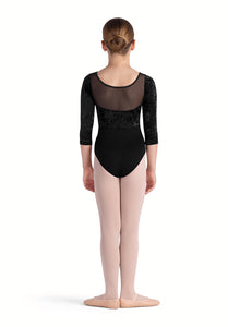 Girls Layla Black 3/4 Sleeve Leotard