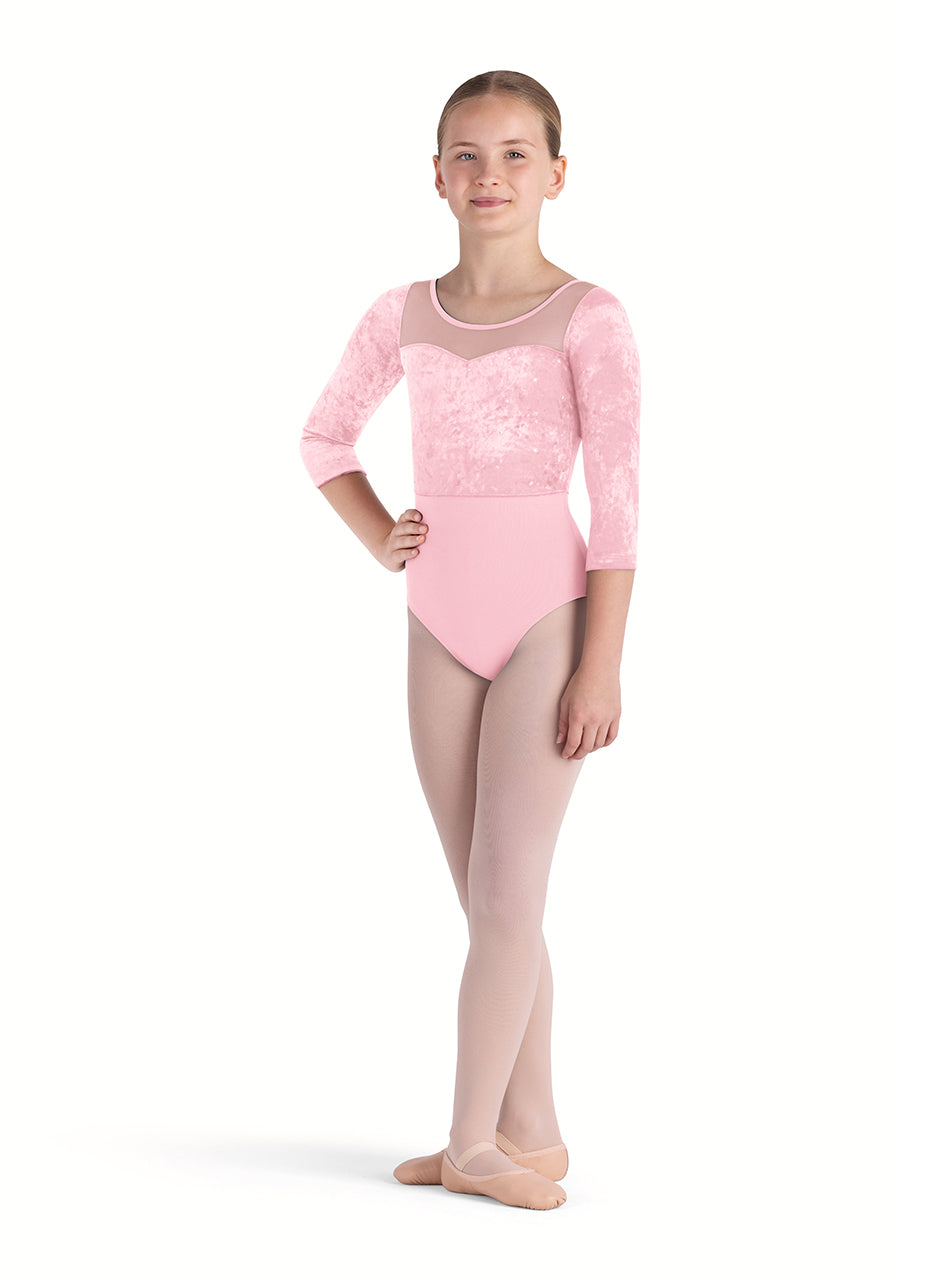 Girls Layla Pink 3/4 Sleeve Leotard