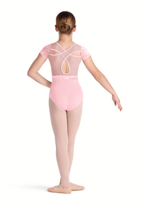 Girls Amelia Pink Cap Sleeve Leotard