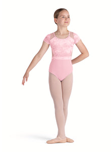 Girls Amelia Pink Cap Sleeve Leotard