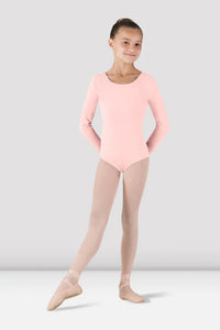 Girls Petite Long Sleeve Round Neck Leotard