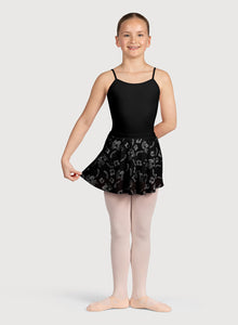 Bloch Girls Printed Mesh Pull On Skirt Black