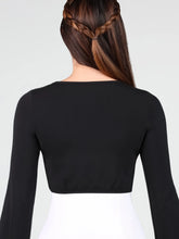Load image into Gallery viewer, Kids Parisian Macaron Modal Tie-Front Cropped Black Top
