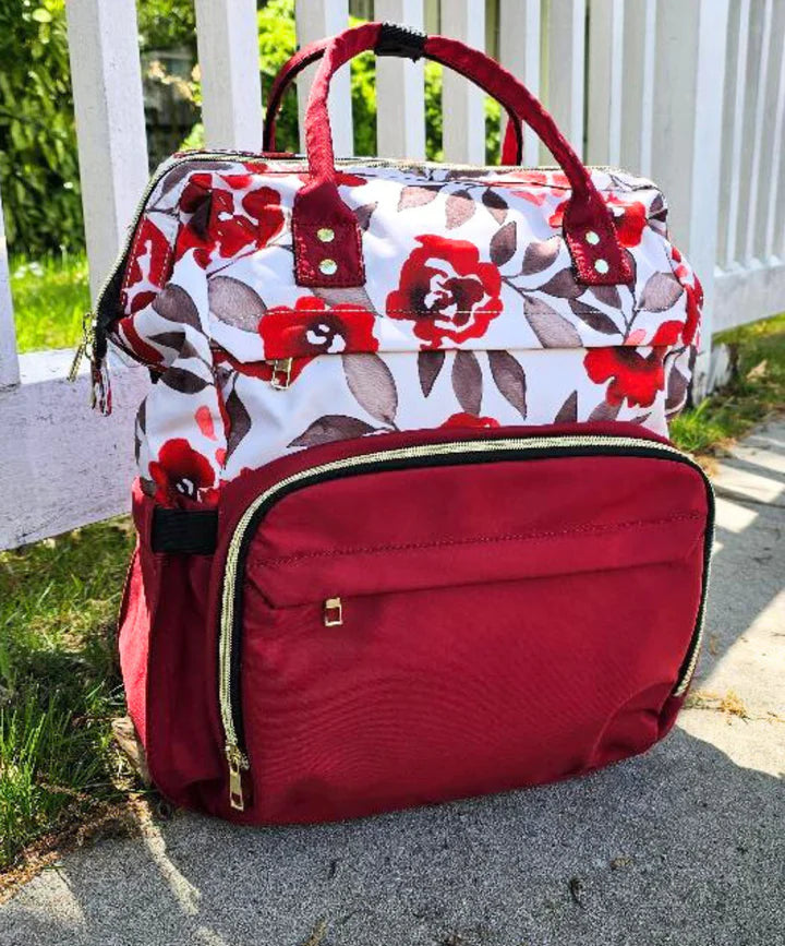 Chic Ballet Crimson Floral Backpack