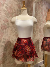 Load image into Gallery viewer, Ladies 12&quot; Red Metallic Floral Print Wrap Skirt
