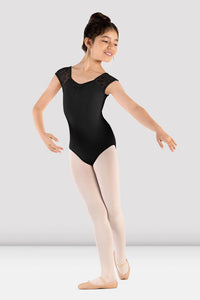 Girls Black Majesty Cap Sleeve Leotard