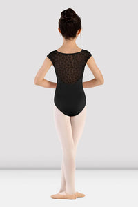Girls Black Majesty Cap Sleeve Leotard