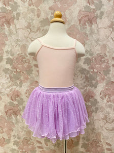 Girls Lavender Polka Dot Mesh Skirt