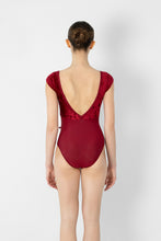 Load image into Gallery viewer, Adult Alicia High Cut Cap Sleeve Berry/Dark Red Leotard
