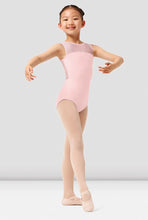 Load image into Gallery viewer, Girls Mirella Pink Paisley Print Mesh Keyhole Back Tank Leotard
