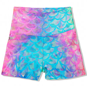Girls Mermaid Tie Dye High Waist Short