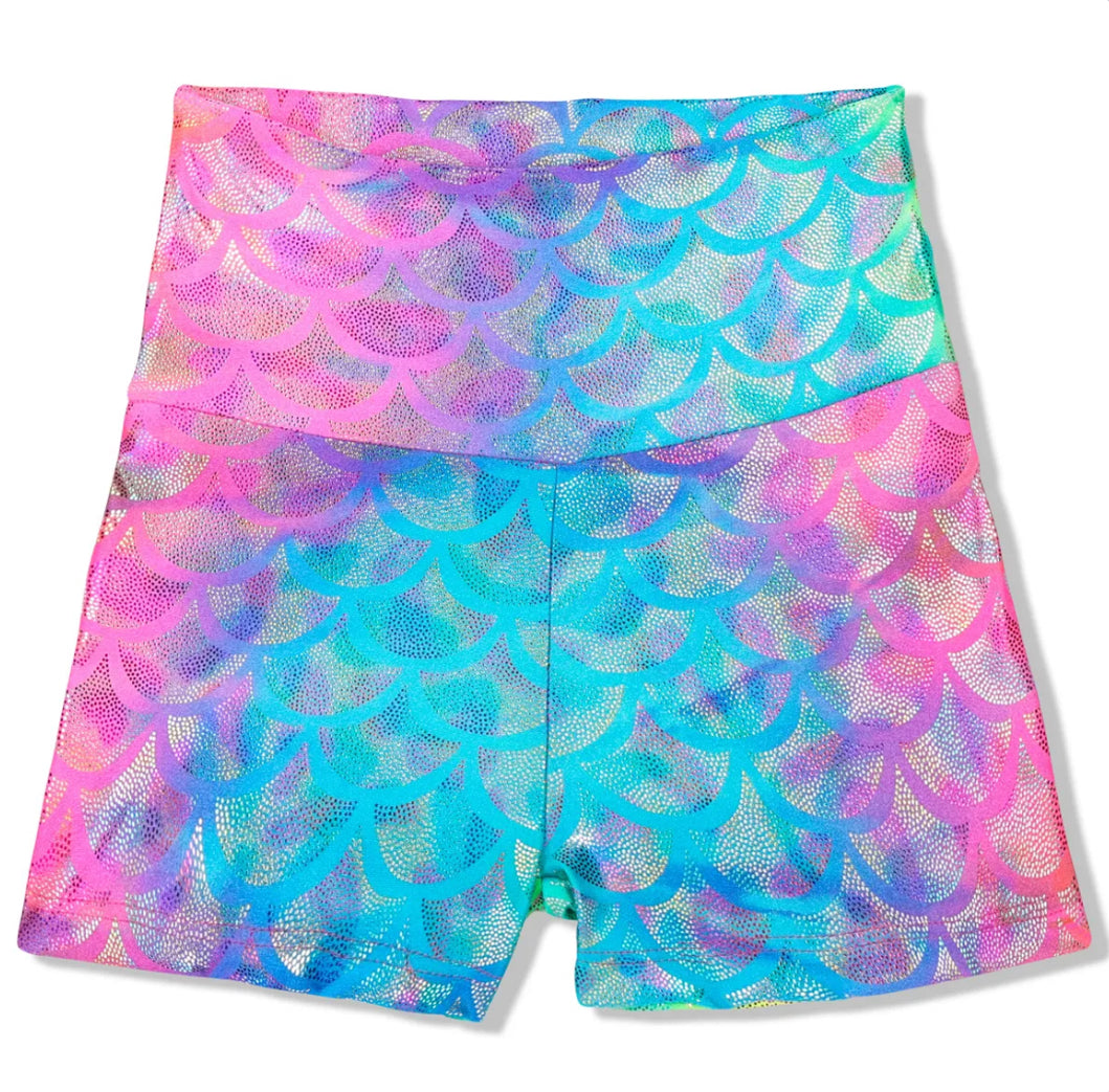 Girls Mermaid Tie Dye High Waist Short