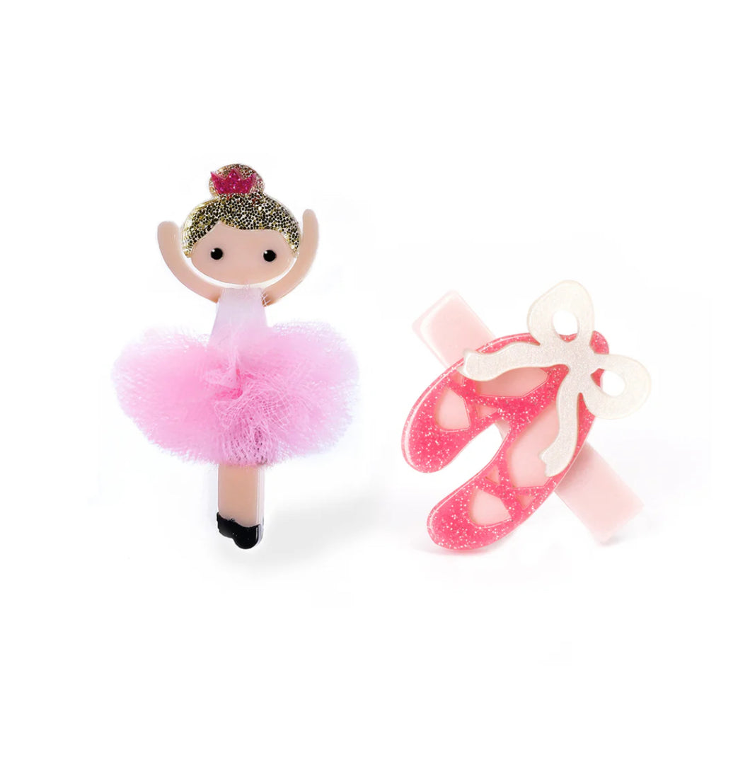 Ballerina Pink Tutu Ballet Slipper Hair Clips