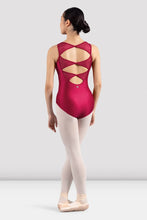 Load image into Gallery viewer, Ladies Mirella Raspberry Glow Boat Neck Leotard
