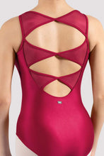 Load image into Gallery viewer, Ladies Mirella Raspberry Glow Boat Neck Leotard
