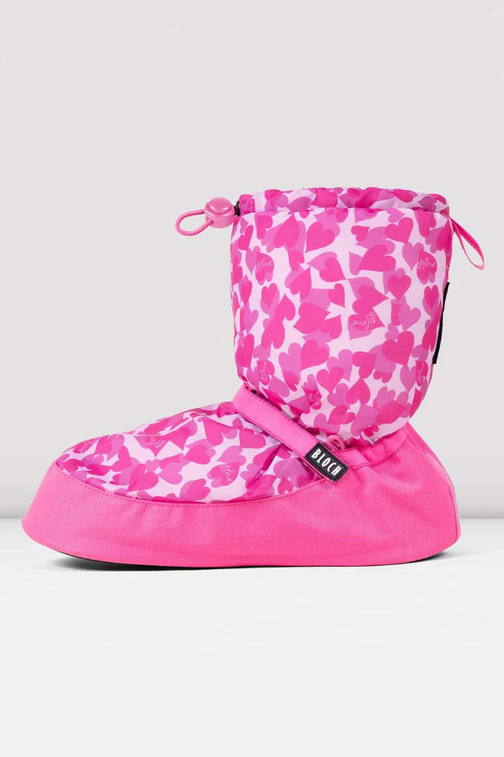 Childrens Pink Confetti Hearts Print Warm Up Booties