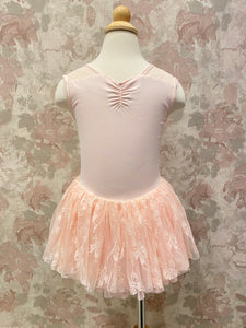 Kids Rose Quartz Bow Mesh Tank Dress