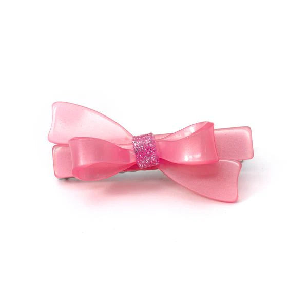 Bow Satin Pink Hair Clips