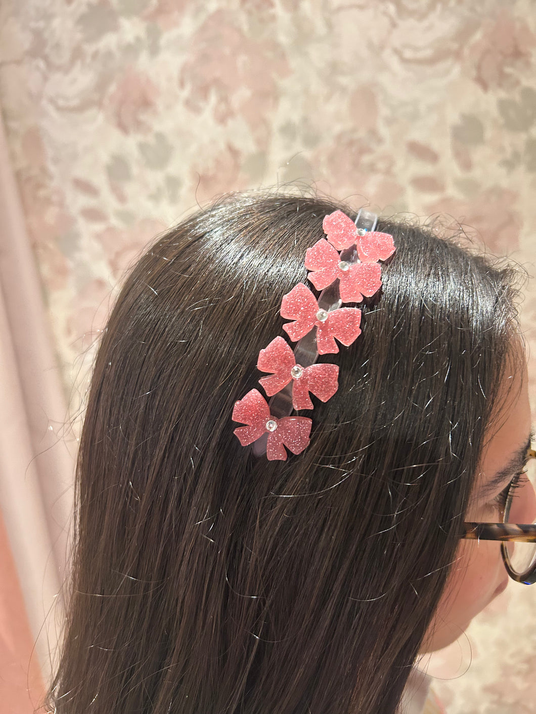 Bows Glitter Vintage Pink Headband