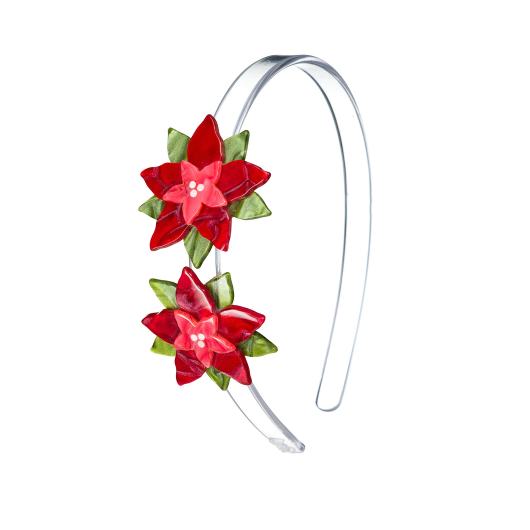 Pointsetta Double Red Pearlized Headband