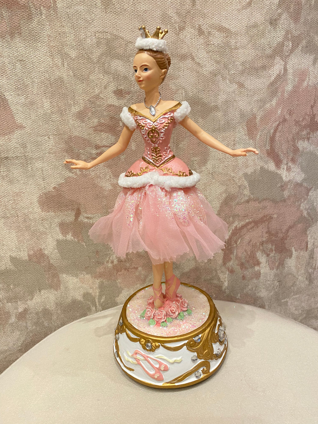 Pink Ballerina Figure With Musical Base Table Piece