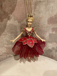 Blonde Regal Red Ballerina Ornaments