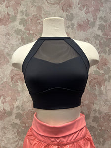 Womens Maria Black High Neck Crop Top