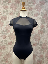 Load image into Gallery viewer, Womens Ellie Black Mock Neck Short Sleeve Leotard
