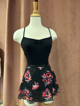 Load image into Gallery viewer, Ladies 12" Black Floral Chiffon Wrap On Skirt
