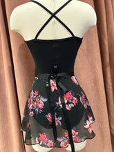 Load image into Gallery viewer, Ladies 12" Black Floral Chiffon Wrap On Skirt
