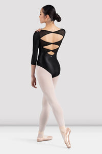 Ladies Mirella Glow 3/4 Black Sleeve Leotard