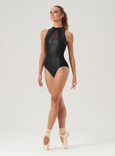 Load image into Gallery viewer, Ladies Arya Mock Neck Open Back Leather Leotard
